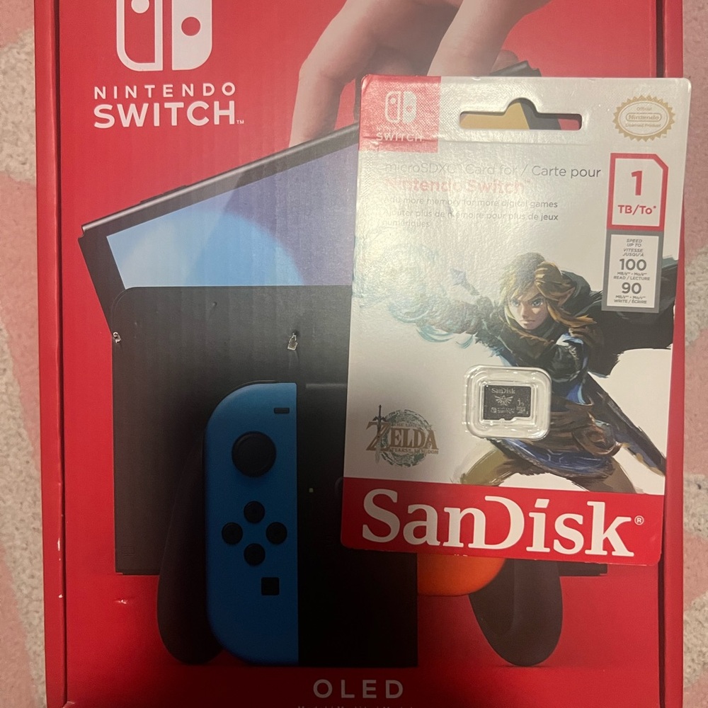 NWT Nintendo Switch OLED Console and Zelda SanDisk 1TB microSDXC
